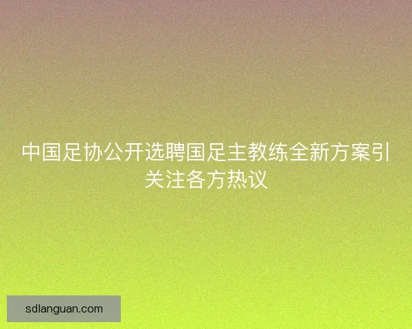 中国足协公开选聘国足主教练全新方案引关注各方热议